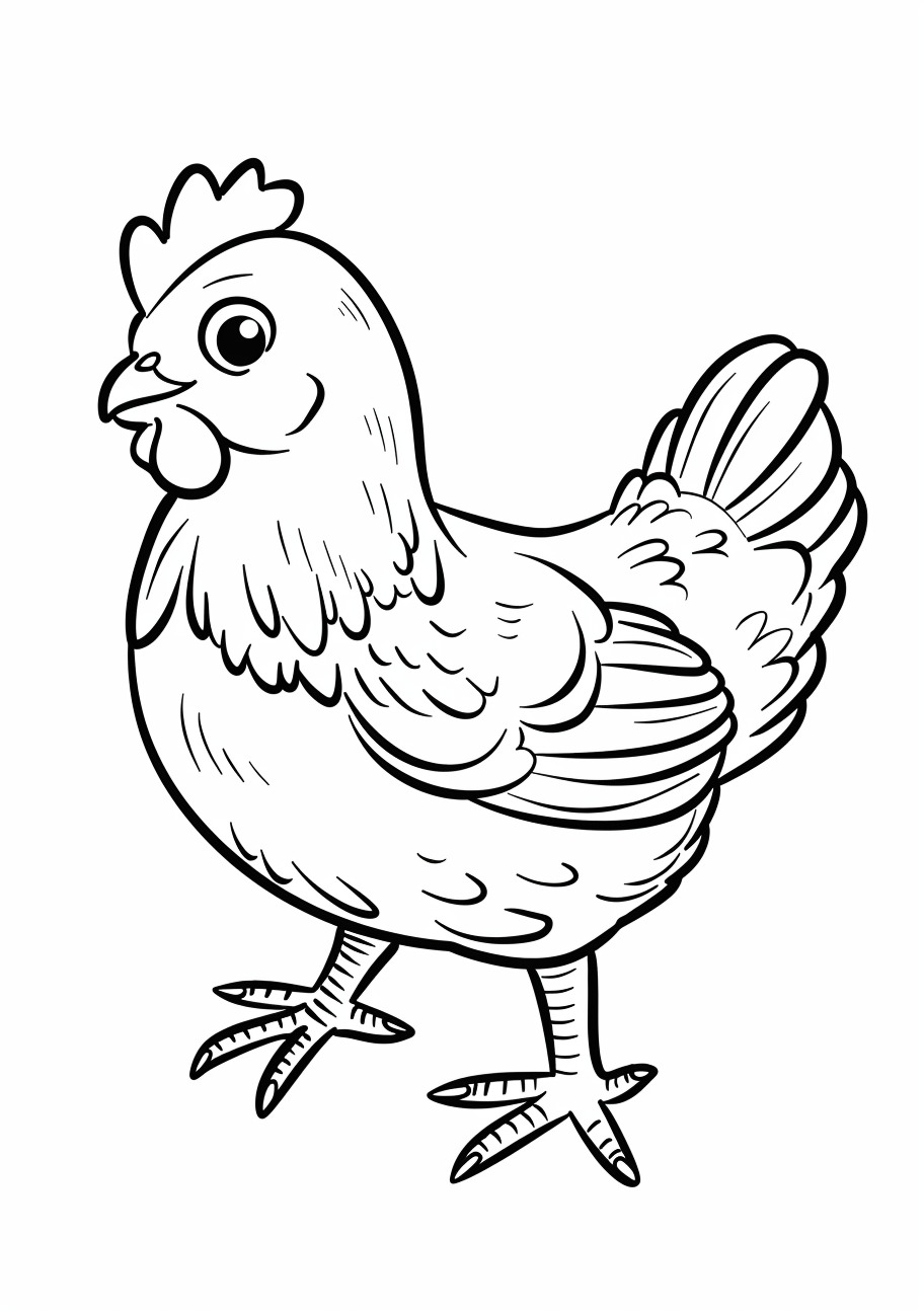 Farm Animals Coloring Pages, Cartoon chicken