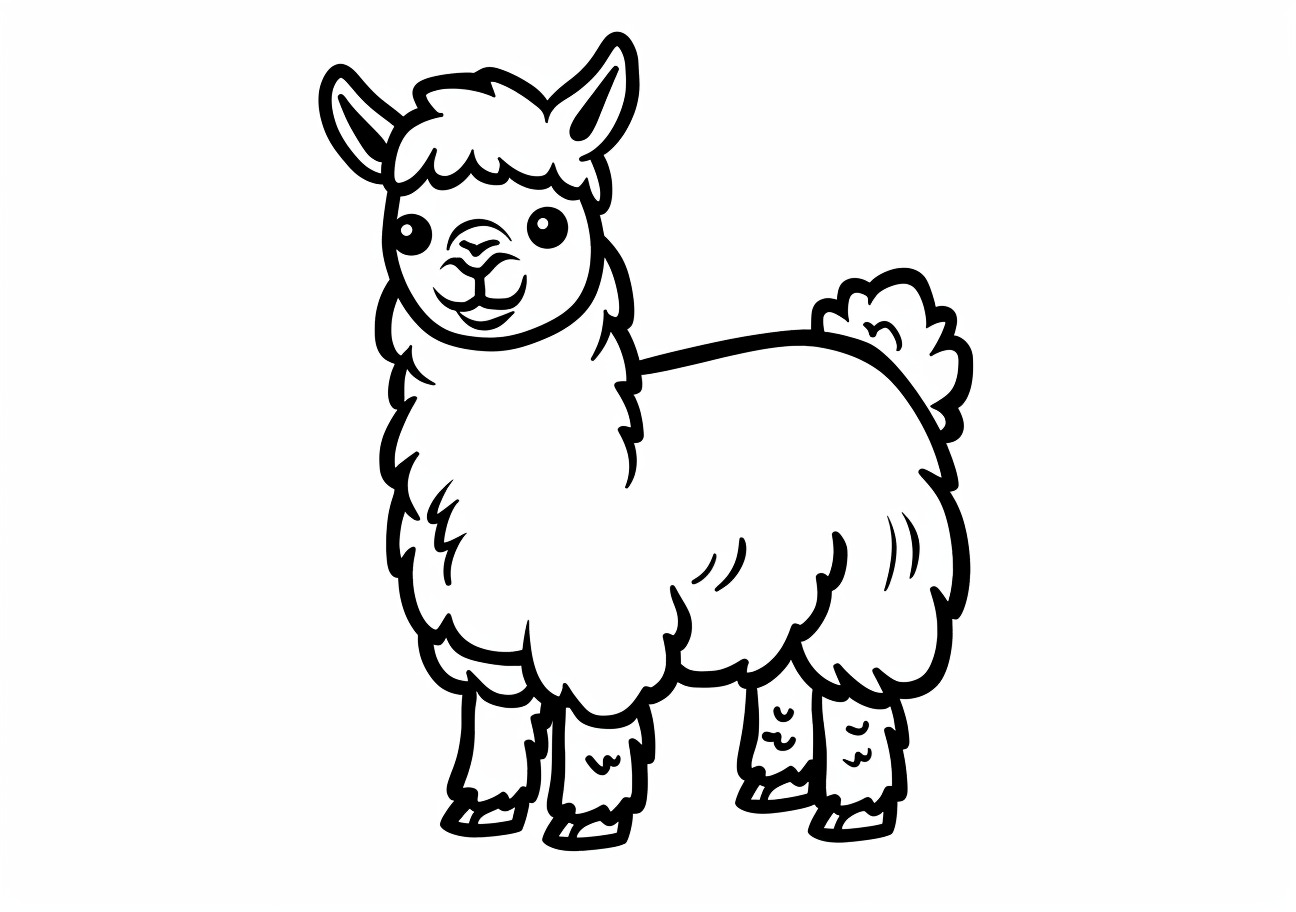 Alpaca Coloring Pages, Cartoon alpaca