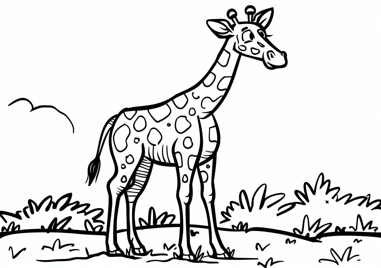 Zoo animals Coloring Pages, Cartoon girafe