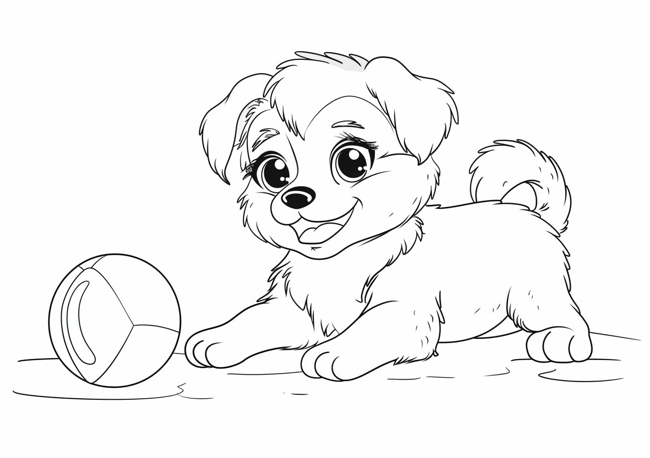 Cute puppy Coloring Pages, Cute puppy, SHE with ball