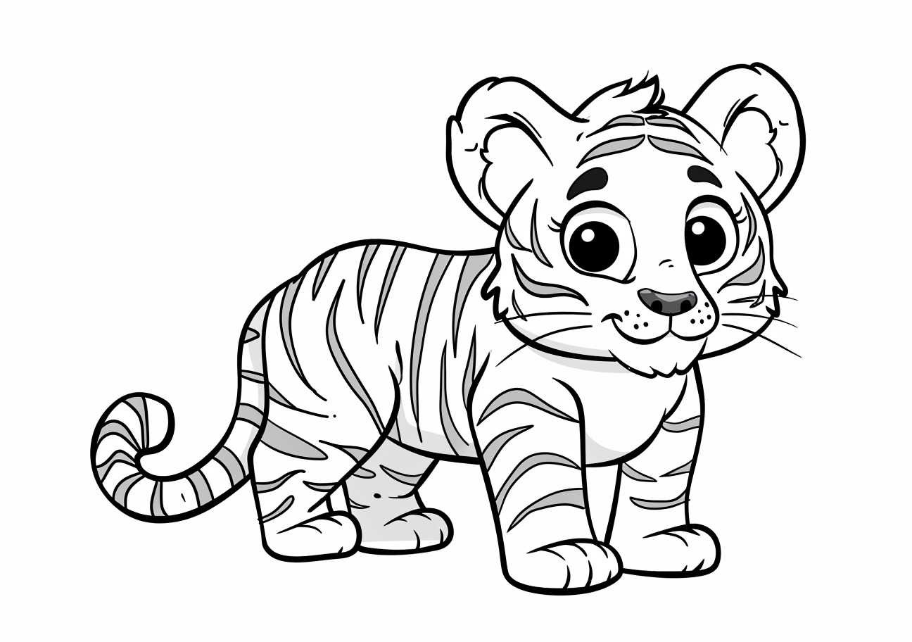 Tiger Coloring Pages, Cartoon tiger