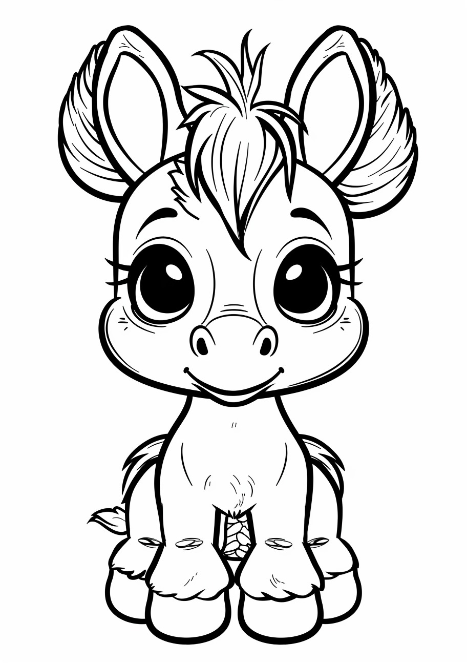 Donkey Coloring Pages, Kawaii donkey