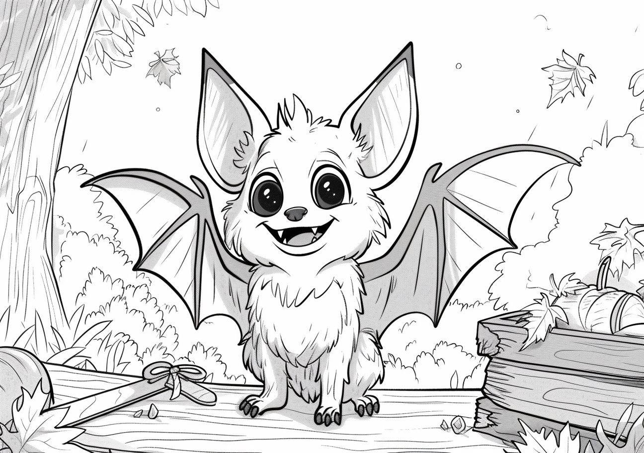 Bat Coloring Pages, Happy bat