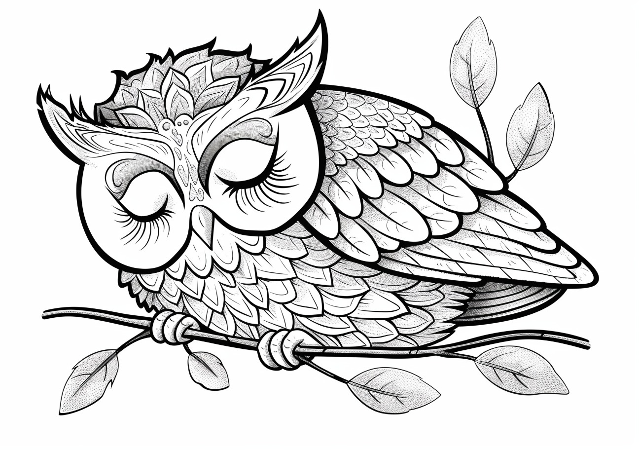 Owl Coloring Pages, Sleeping Owl