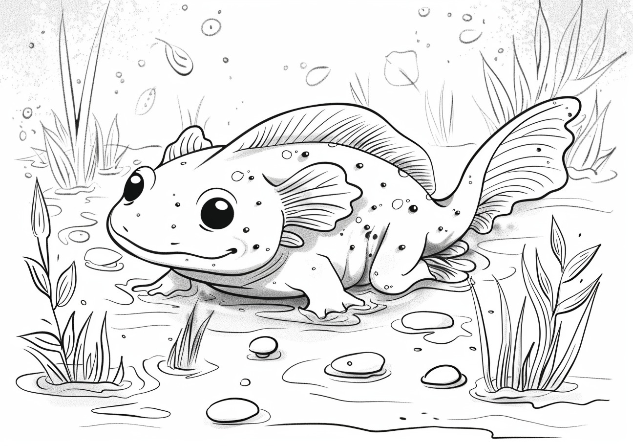 Axolotl Coloring Pages, Cartoon child axolotl