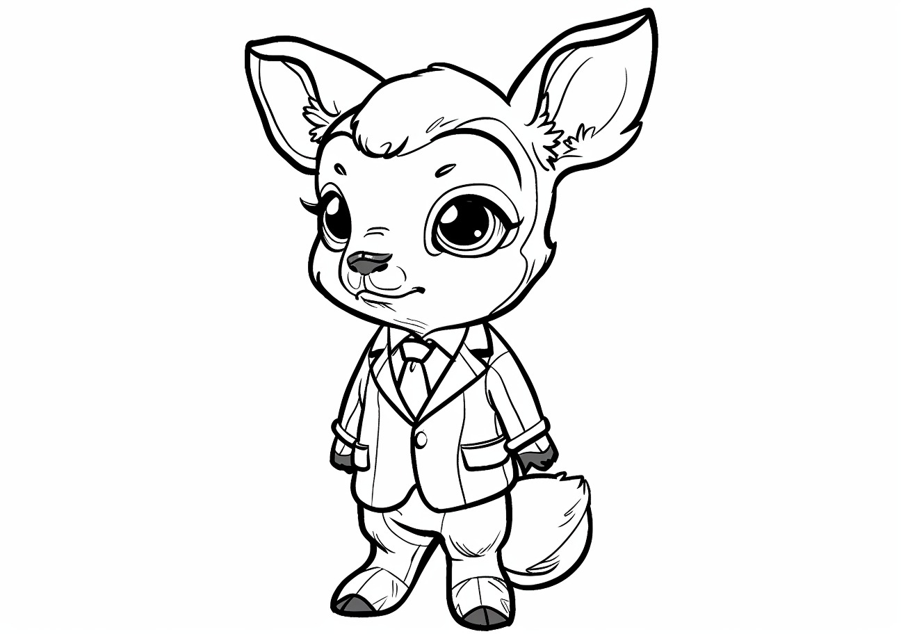 Baby Deer Coloring Pages, Baby Deer in suit