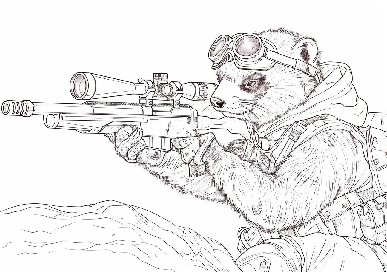 Ferret Coloring Pages, Ferret sniper