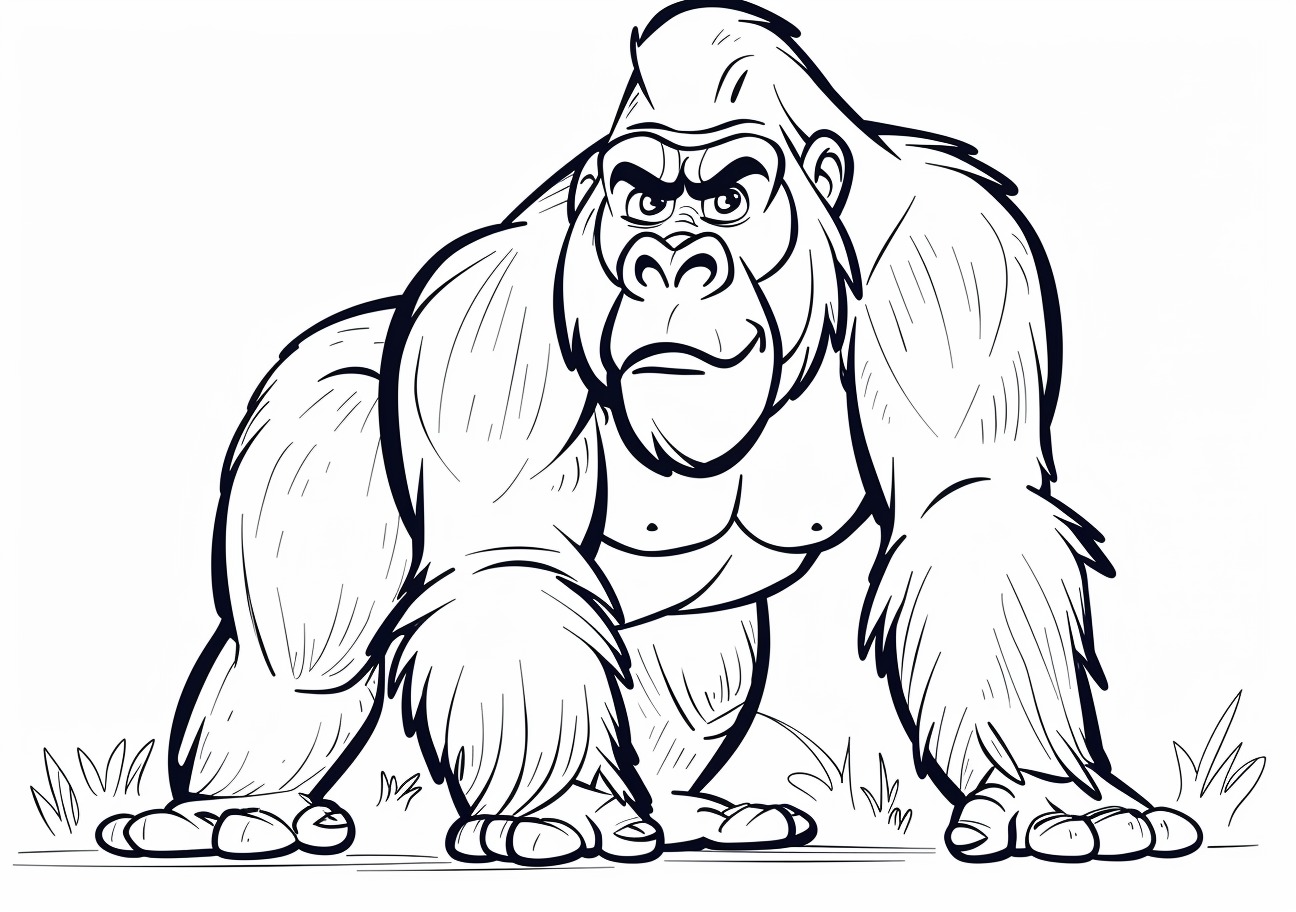 Zoo animals Coloring Pages, Cartoon gorilla