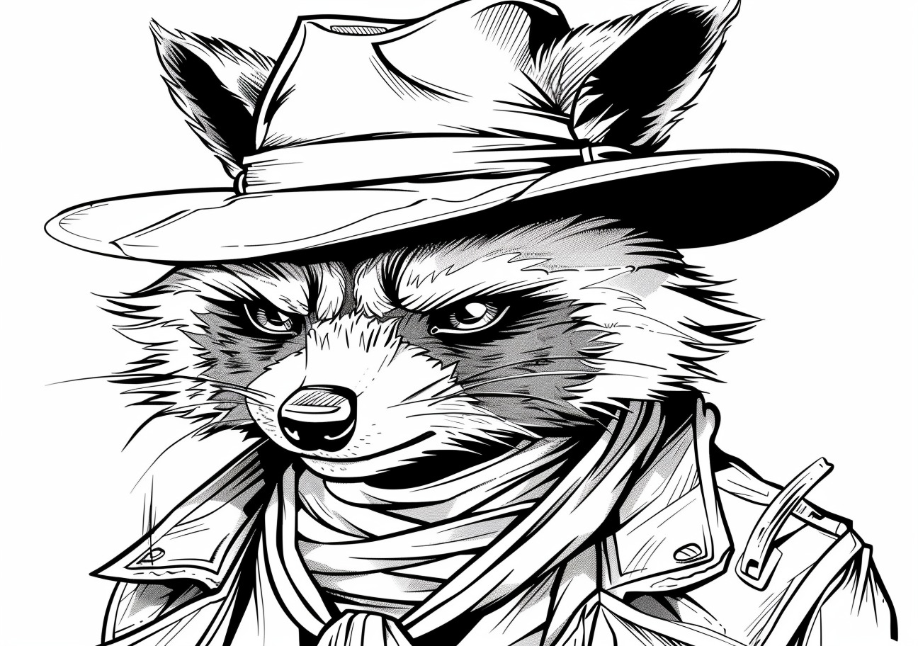 Raccoon Coloring Pages, Gangster raccoon