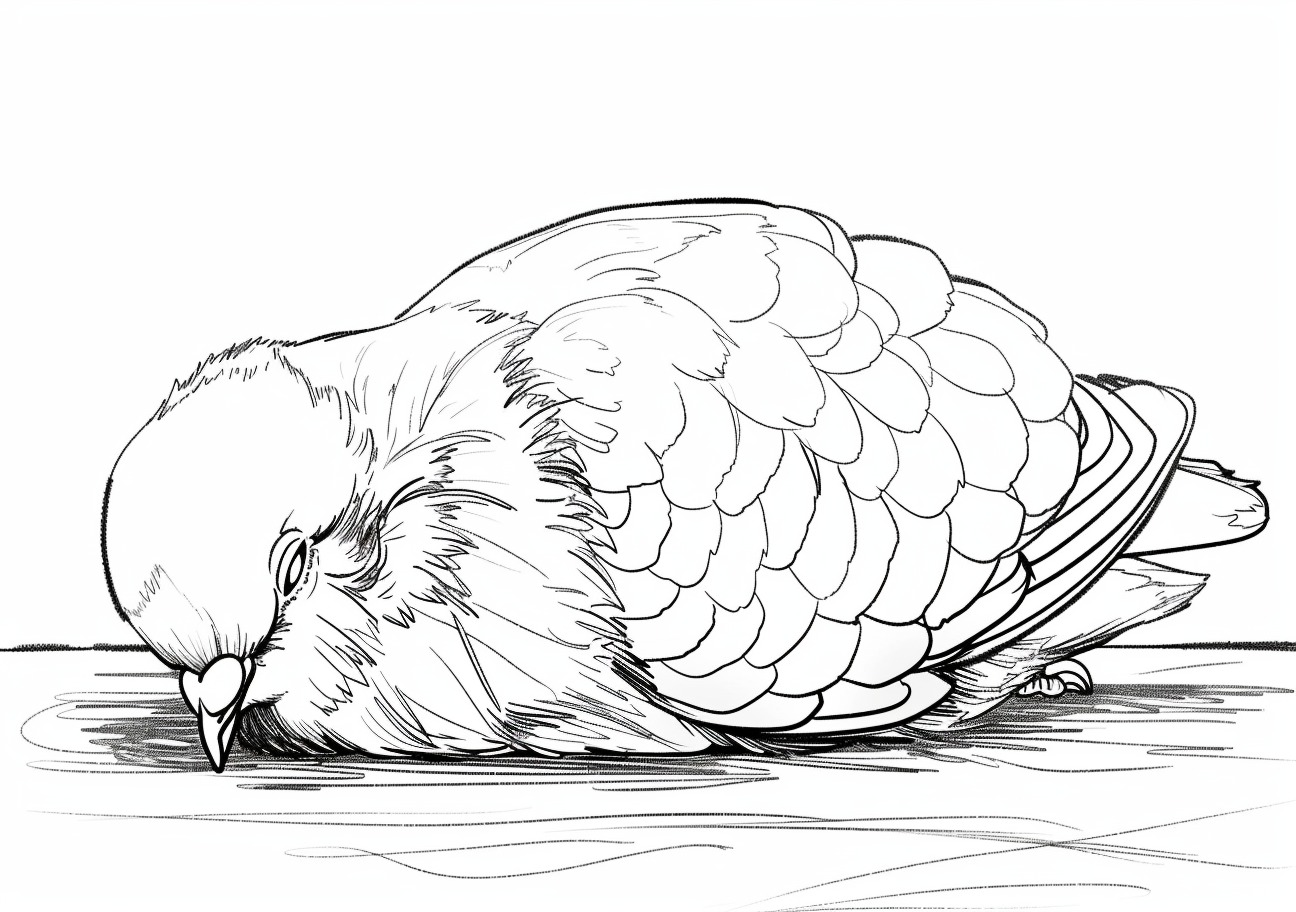 Pigeon Coloring Pages, Sleeping pigeon