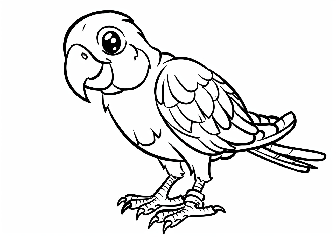 Birds Coloring Pages, Cartoon parrot