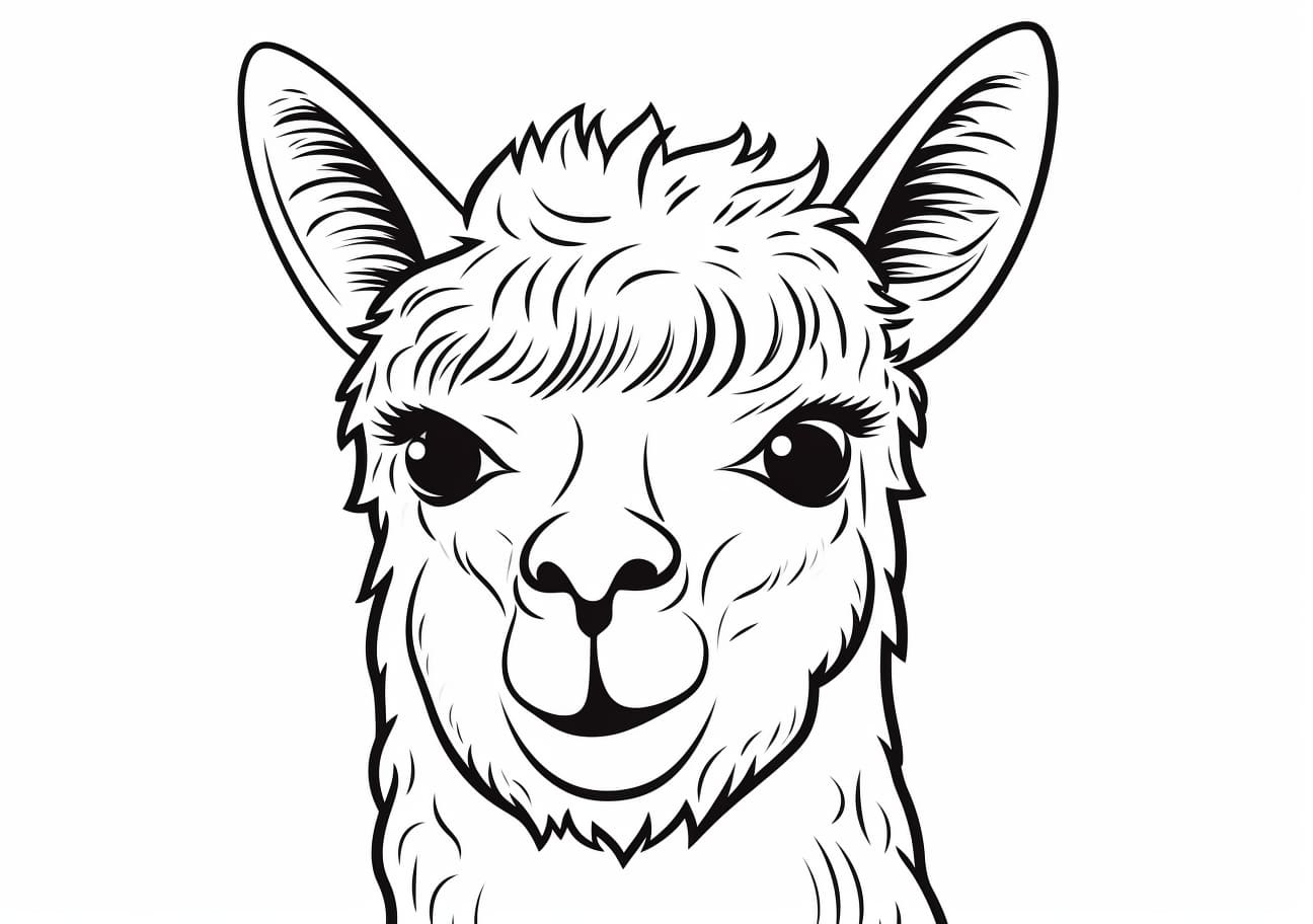 Alpaca Coloring Pages, Alpaca face