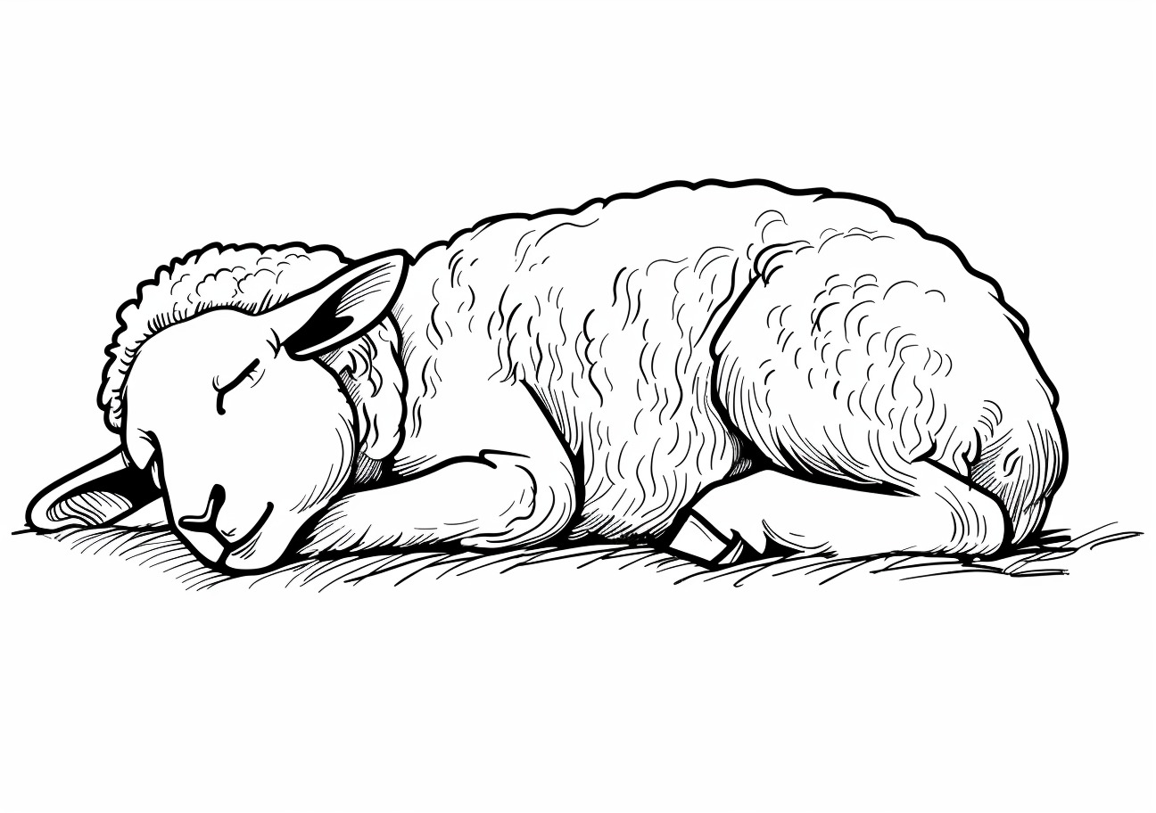 Sheep Coloring Pages, Sleeping sheep