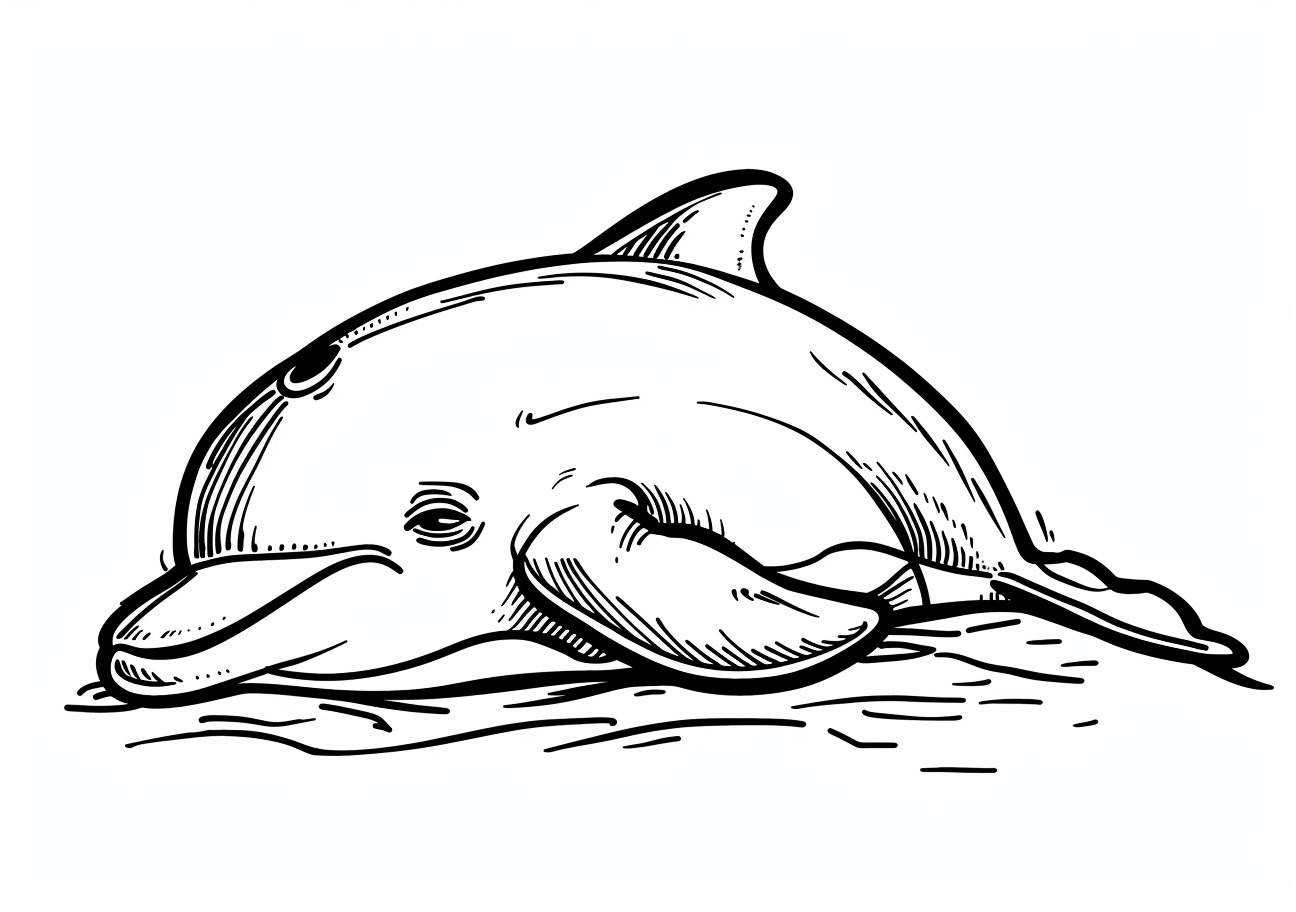 Dolphin Coloring Pages, Sad dolphin