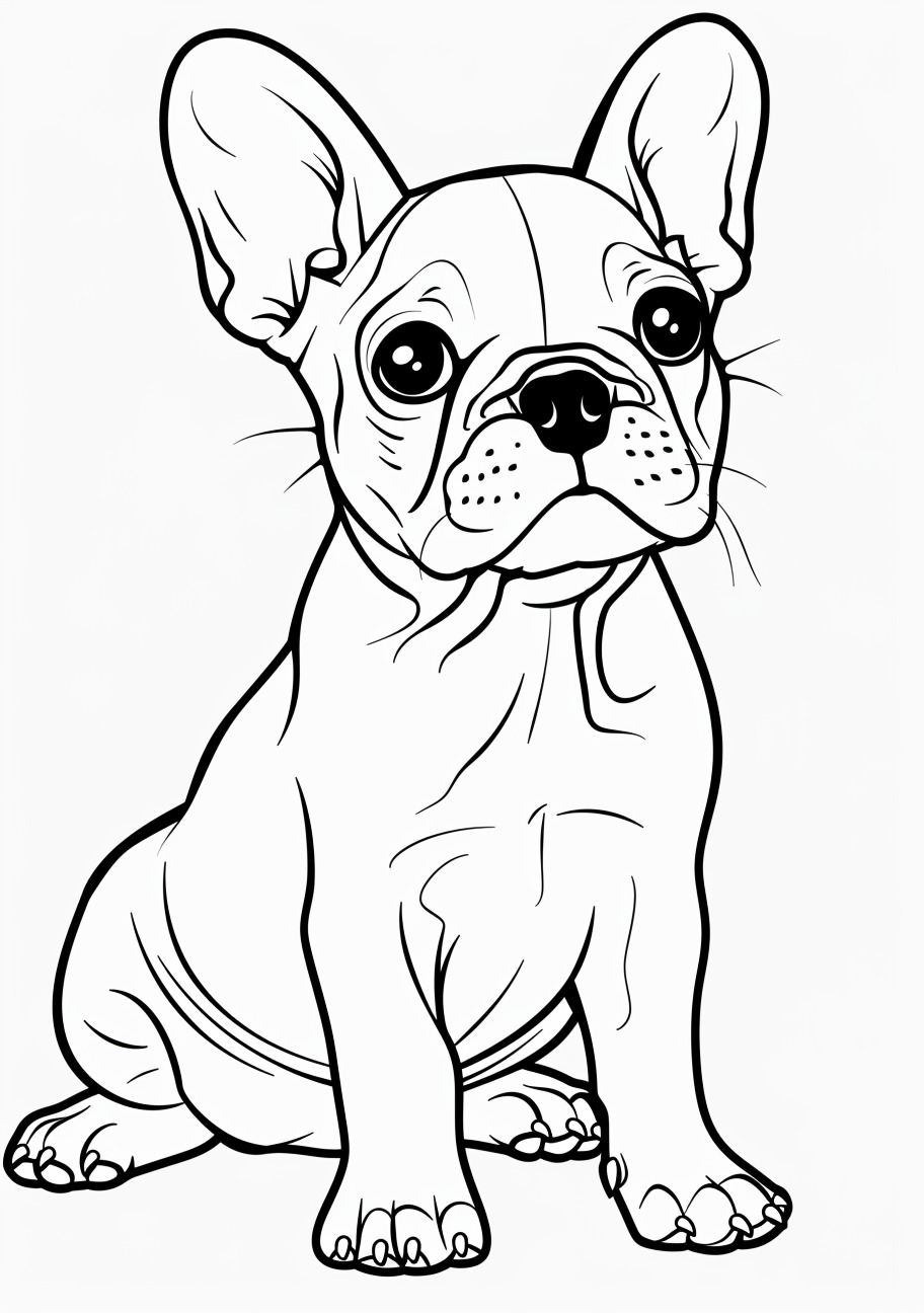 French Bulldog Coloring Pages, Kawaii French Bulldog