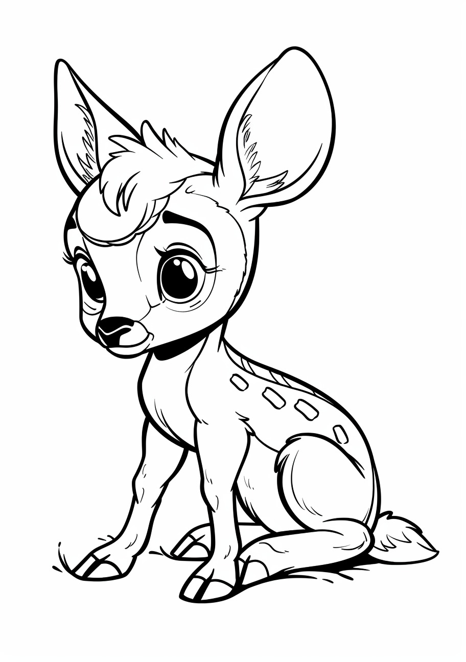 Baby Deer Coloring Pages, Sad Baby Deer