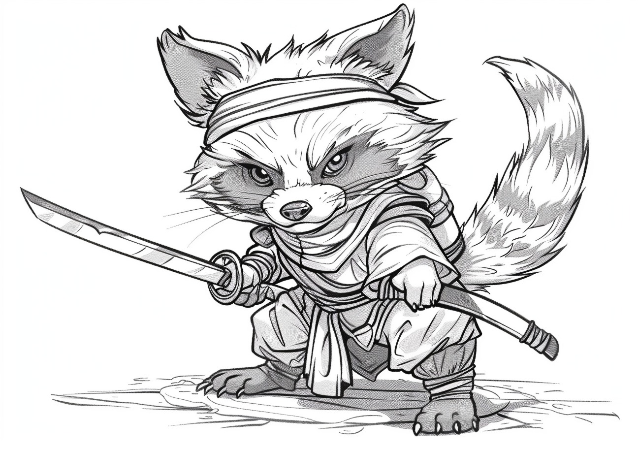 Raccoon Coloring Pages, Raccoon ninja