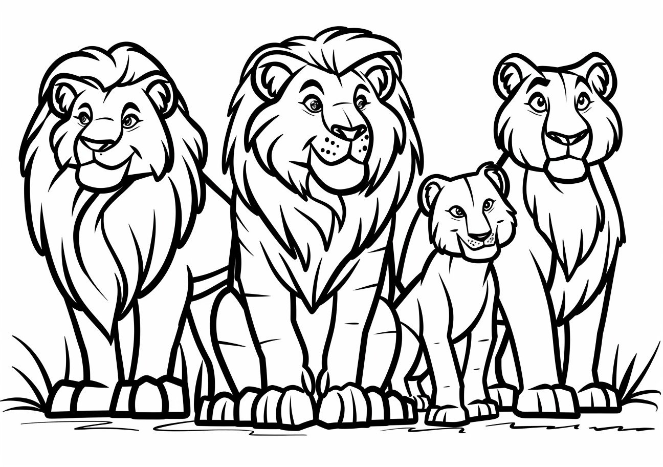 Big Cats Coloring Pages, Big Cats cartoon style