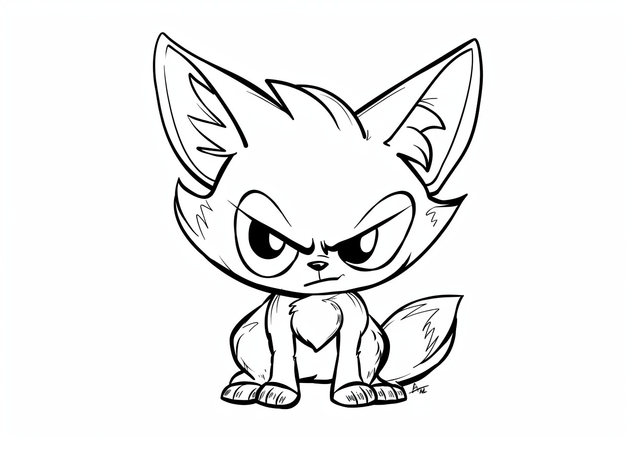 Cute Fox Coloring Pages, Cute Fox angry