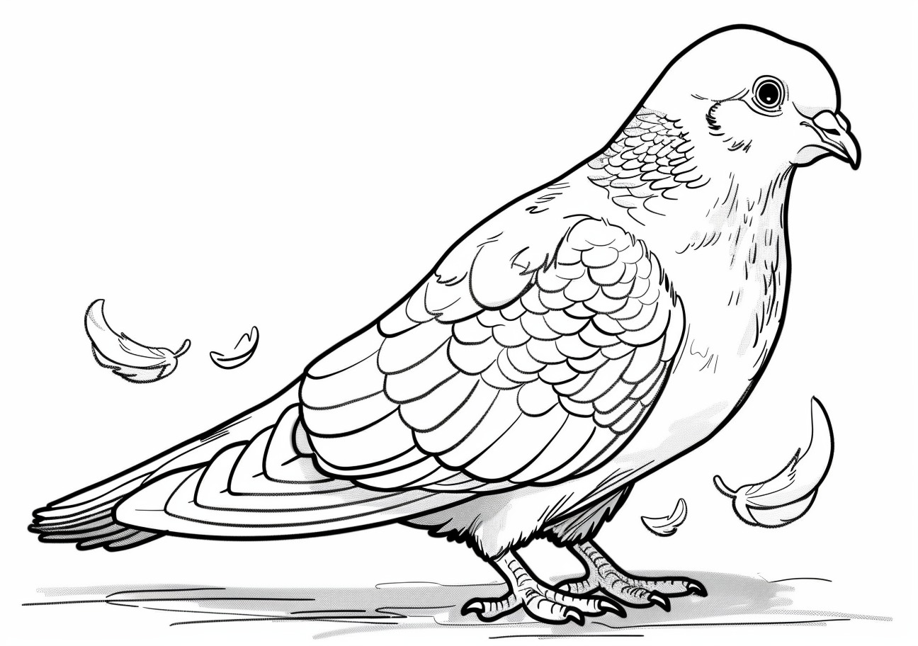 Pigeon Coloring Pages, Cartoon sad pigeon