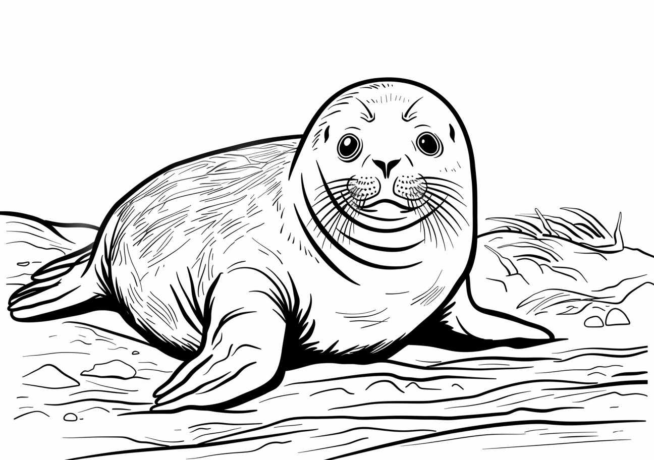 Seal Coloring Pages, Realistic Seal