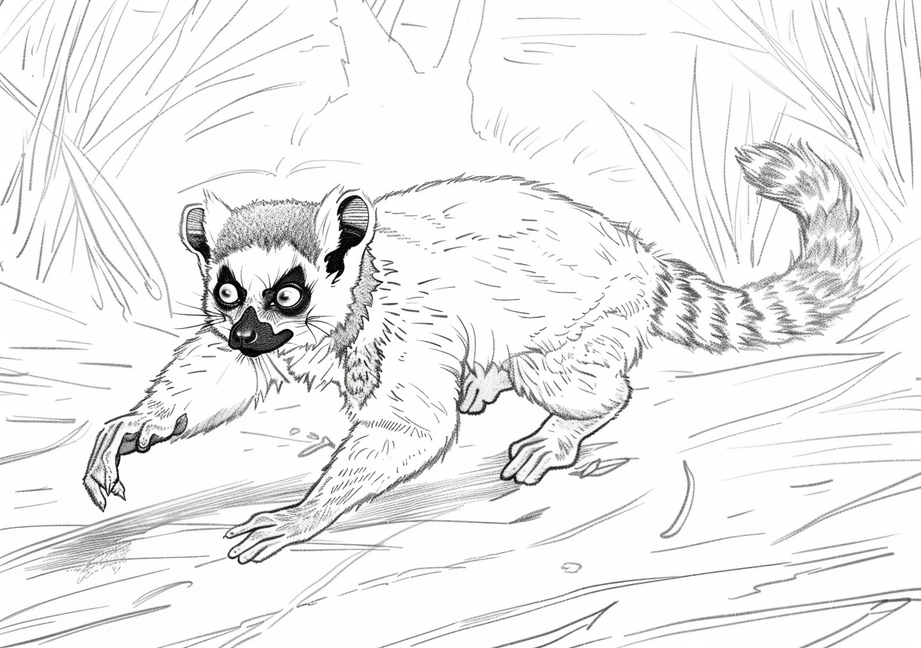 Lemur Coloring Pages, Running lemur