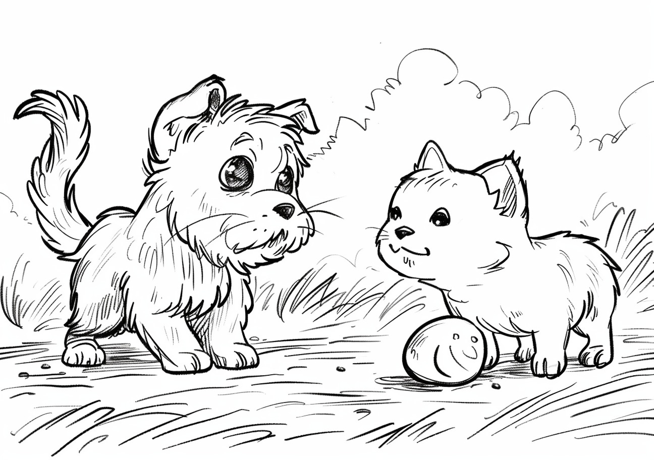 Pet Coloring Pages, Pet playing