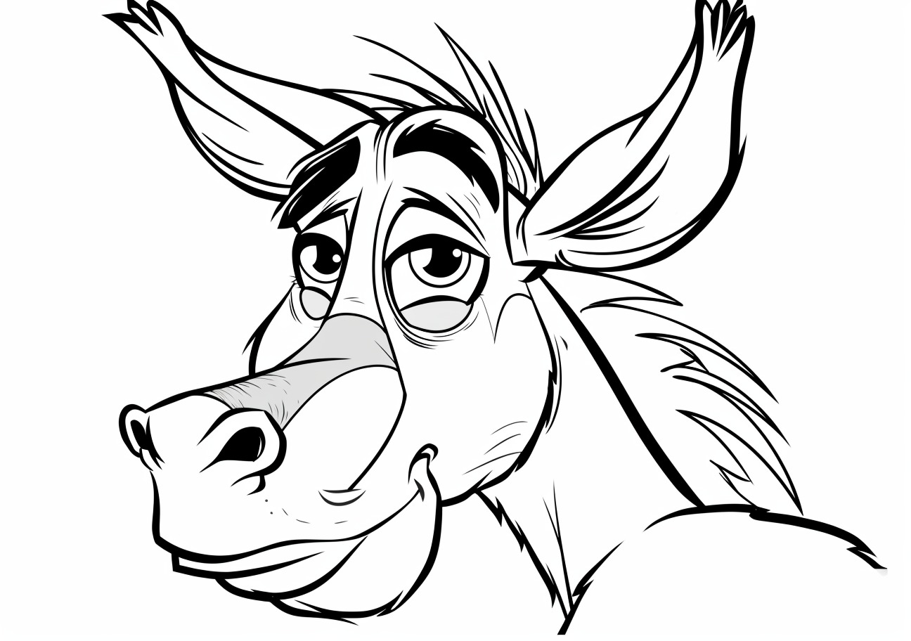 Donkey Coloring Pages, Cartoon sad donkey