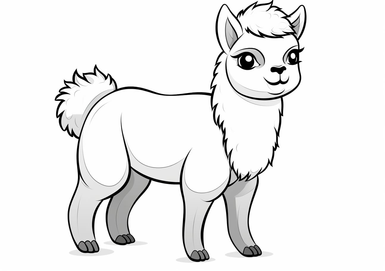 Alpaca Coloring Pages, Cute alpaca