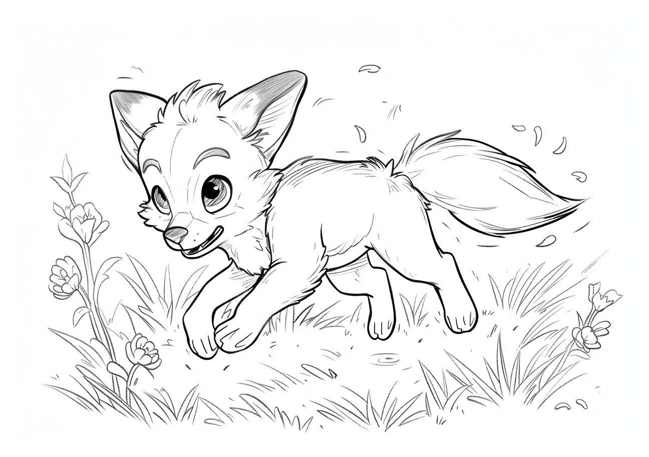 Cute Fox Coloring Pages, Cute Fox jumping