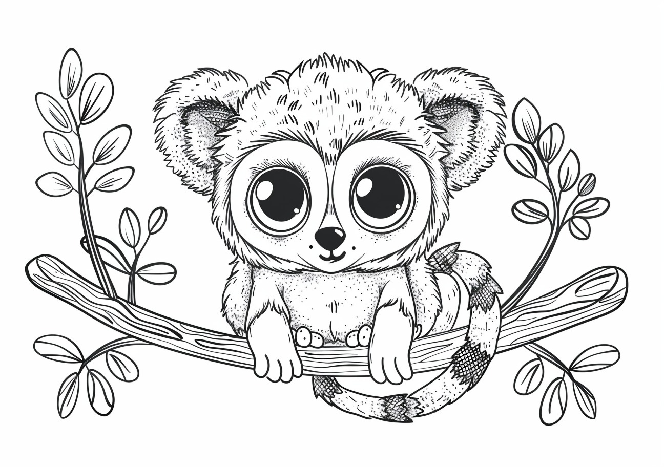 Lemur Coloring Pages, Kawaii lemur