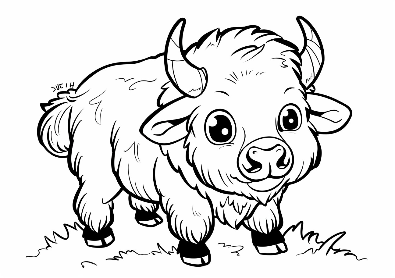 Buffalo Coloring Pages, Kawaii buffalo