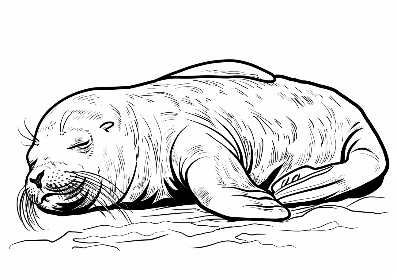 Seal Coloring Pages, Sleeping Seal