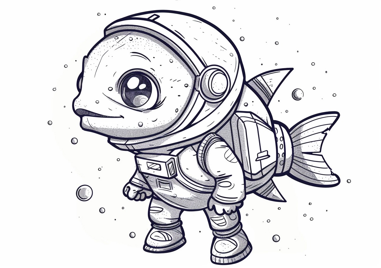 Goldfish Coloring Pages, Goldfish astronaut