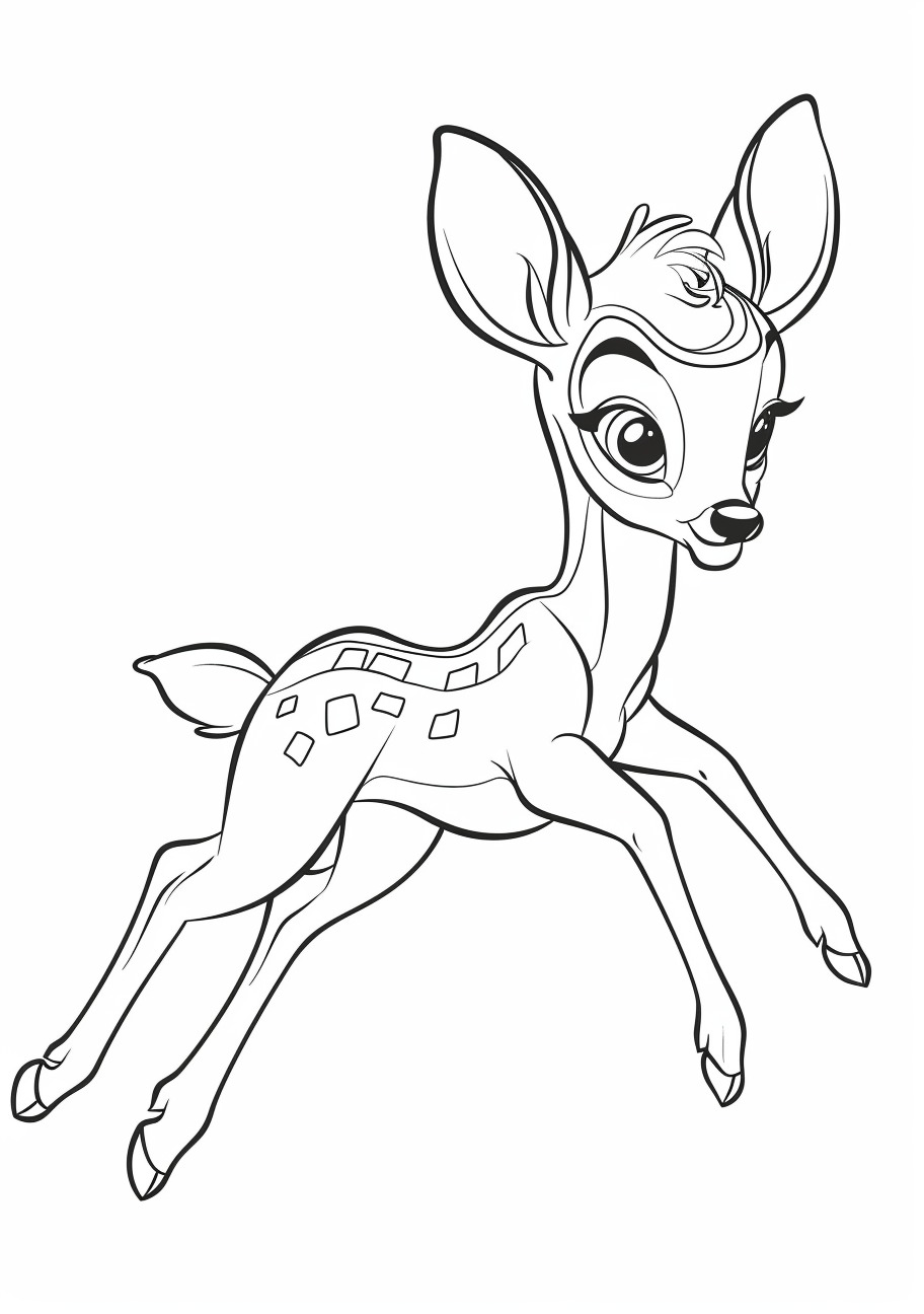 Baby Deer Coloring Pages, Jumping Baby Deer