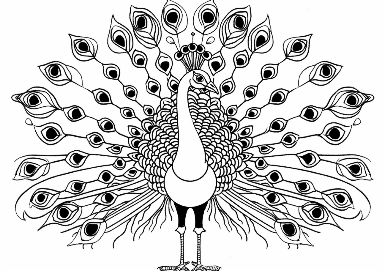 Peacock Coloring Pages, Smiling cartoon peacock