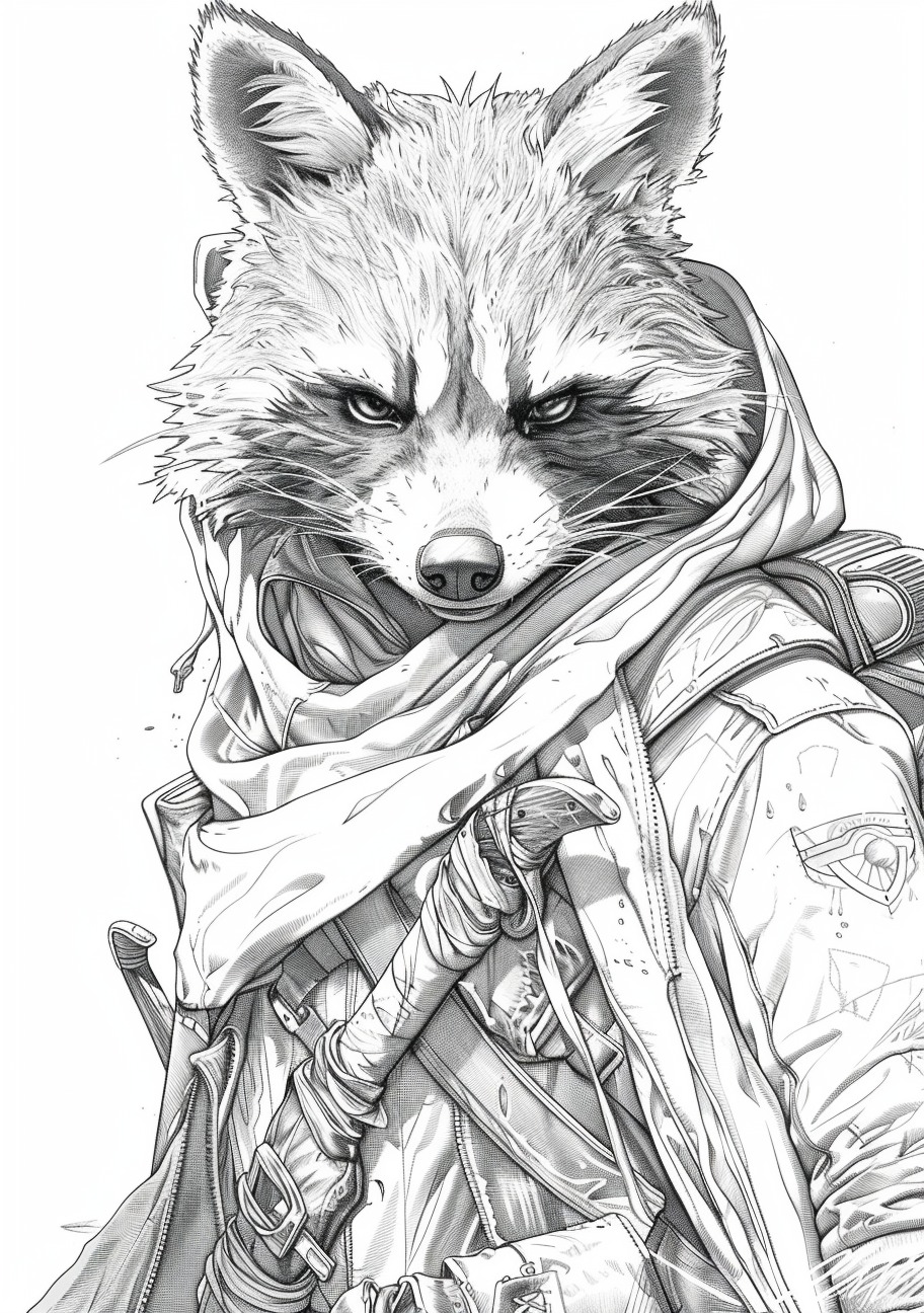 Raccoon Coloring Pages, Assasin Creed raccon