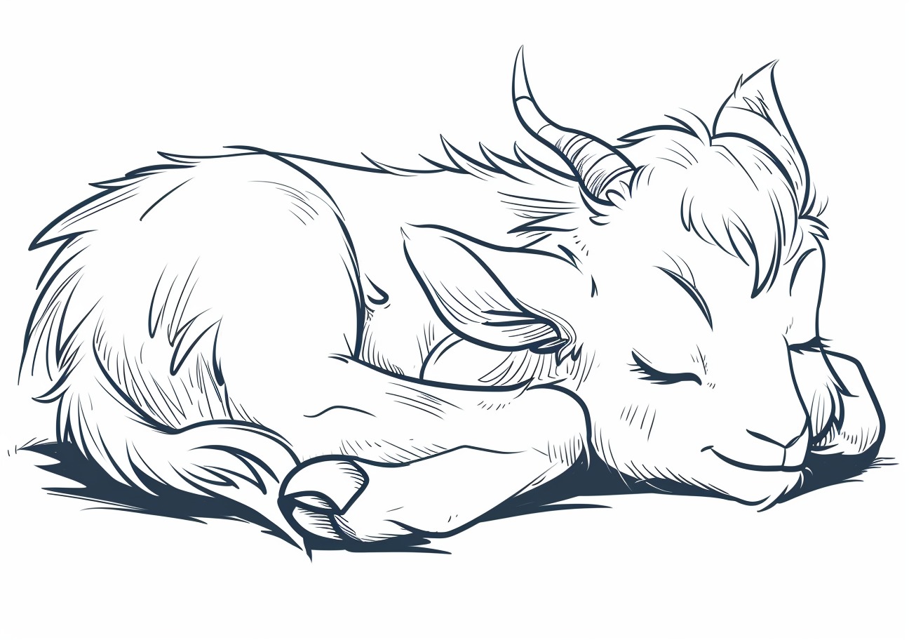 Goat Coloring Pages, Sleeping goat