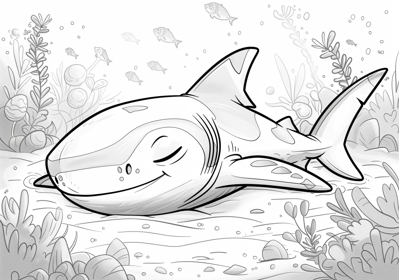 Baby shark Coloring Pages, Sleeping baby shark