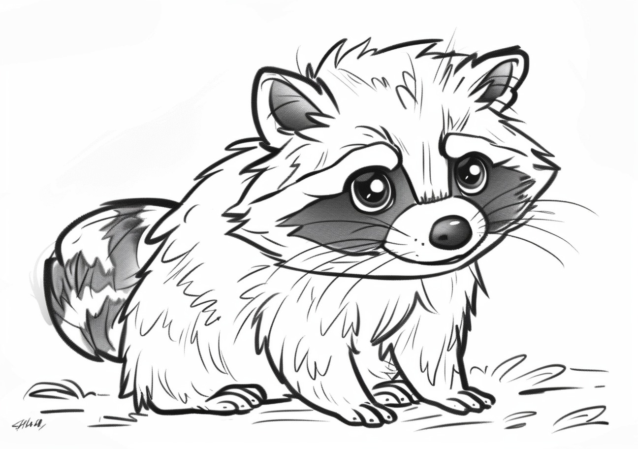 Raccoon Coloring Pages, Raccoon baby