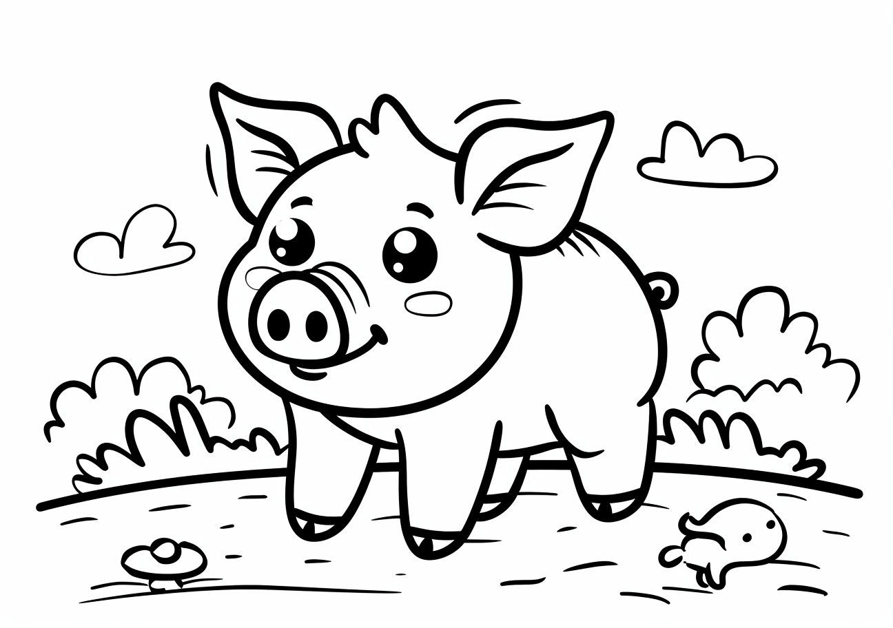 Pig Coloring Pages, Cartoon pig