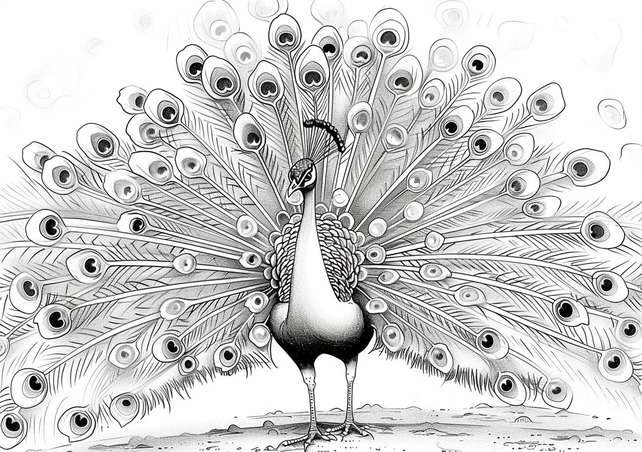 Peacock Coloring Pages, Realistic peacock