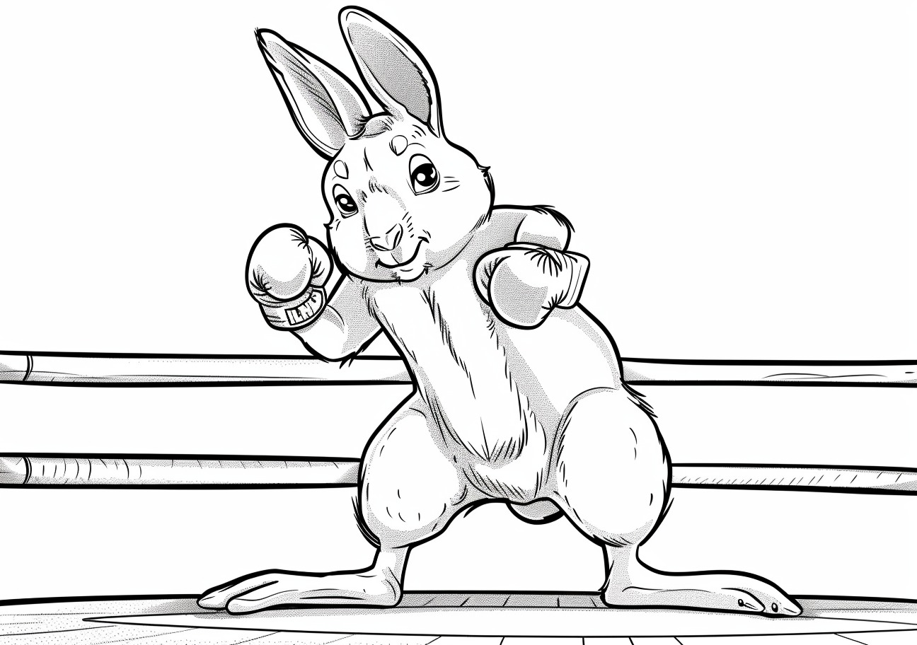 Kangaroo Coloring Pages, Kangaroo on boxing ring