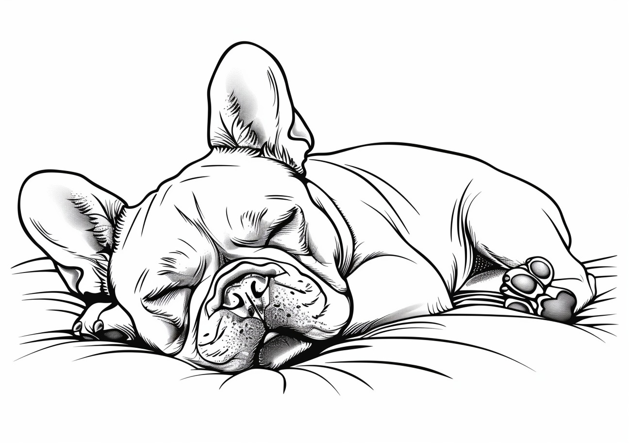 French Bulldog Coloring Pages, Sleeping French Bulldog