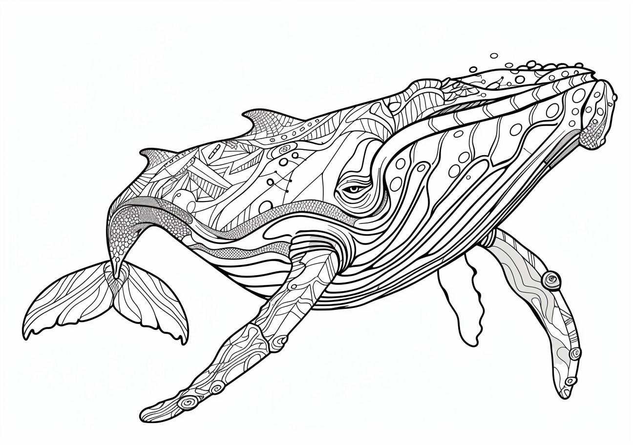 Whale Coloring Pages, Swimming whale