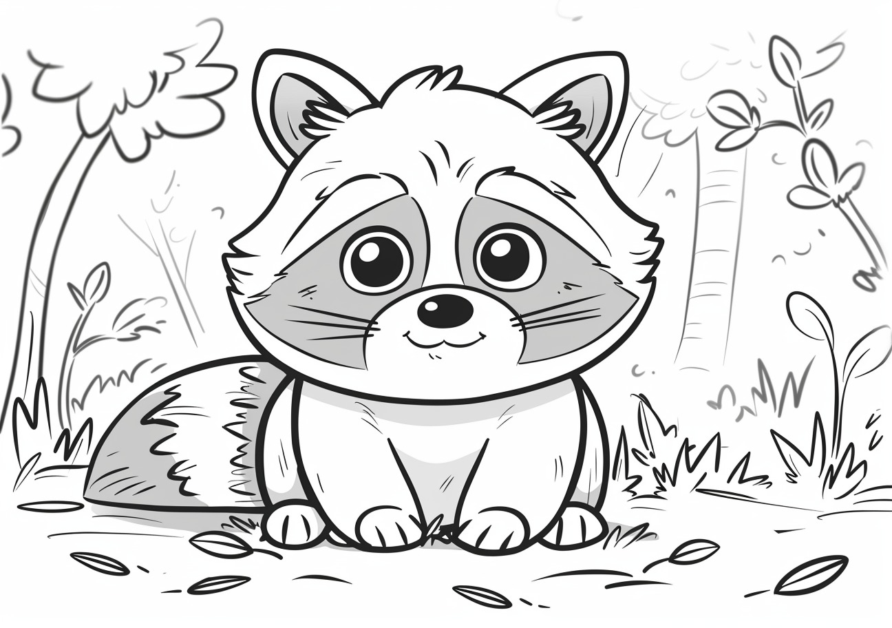 Raccoon Coloring Pages, Kawaii raccoon