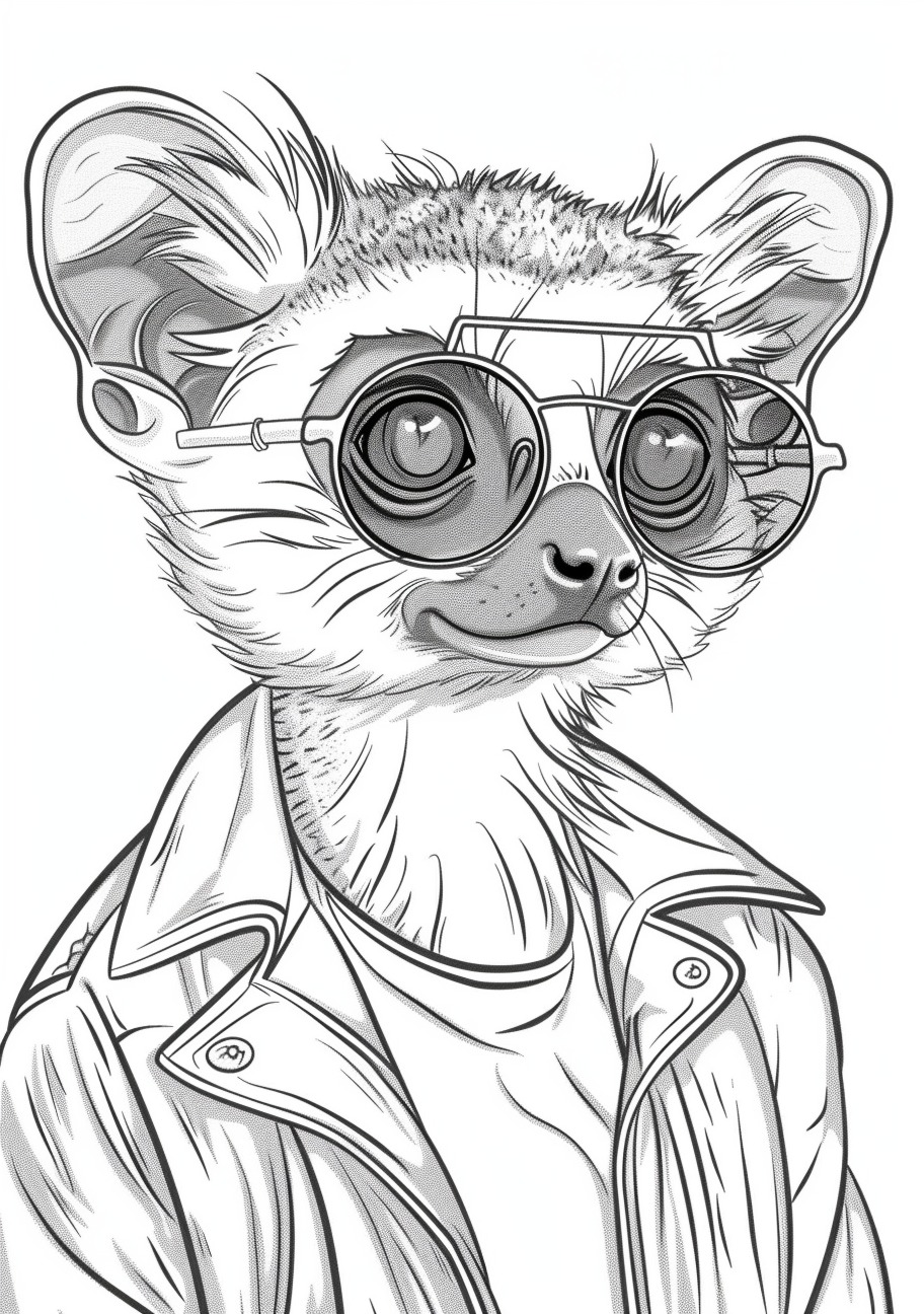 Lemur Coloring Pages, Lemur with glasses