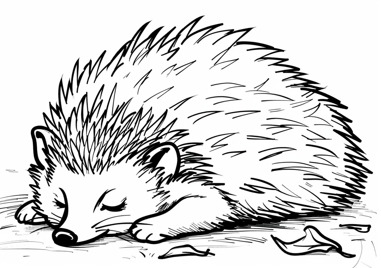 Hedgehog Coloring Pages, Hedgehog sleeping