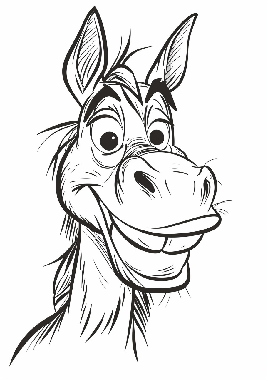 Mules Coloring Pages, Cartoon mule smiling