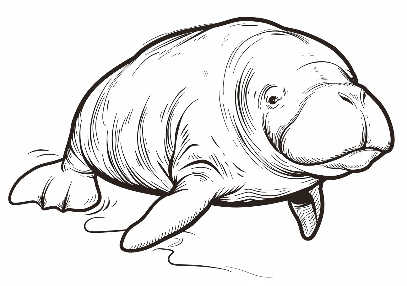 Ocean Coloring Pages, Cartoon dugong